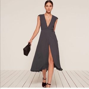 Reformation Molly Dress Midi Length Wrap Dress w/ Cap Sleeves